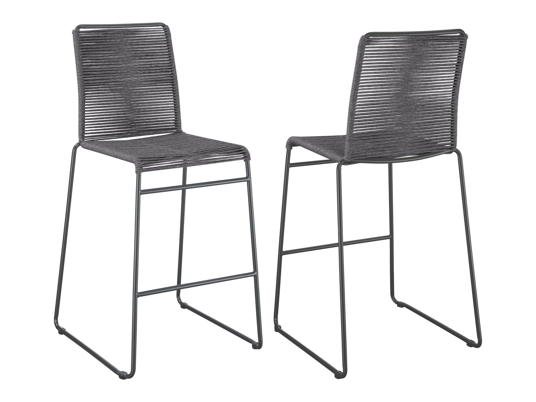 Jerome Charcoal Woven Rope Metal Bar Chair (Set of 2) - Ornate Home