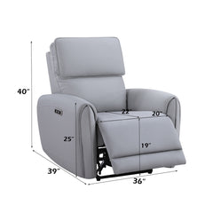 Jeromie Gray Power Motion Recliner - Ornate Home
