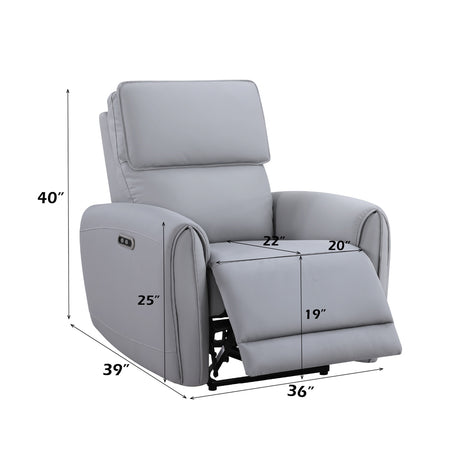 Jeromie Gray Power Motion Recliner - Ornate Home