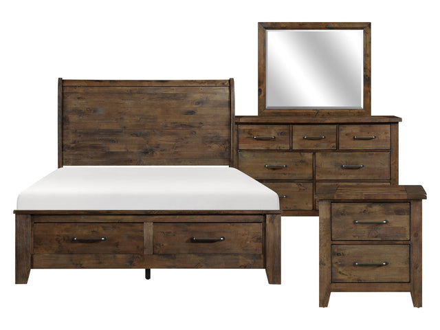 Jerrick Burnished Brown 4-piece Queen Bedroom Set - Ornate Home
