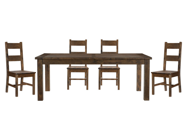Jerrick Burnished Brown 5-piece Dinig Table Set - Ornate Home