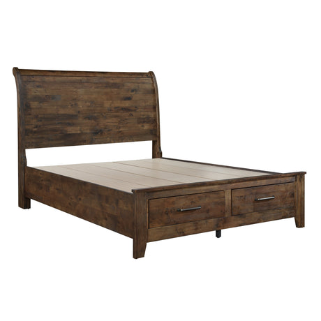 Jerrick Burnished Brown California King Sleigh Platform Bed - Ornate Home
