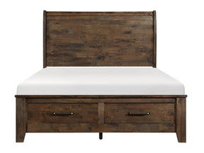 Jerrick Burnished Brown Eastern King Sleigh Platform Bed - Ornate Home