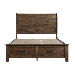 Jerrick Burnished Brown Eastern King Sleigh Platform Bed - Ornate Home