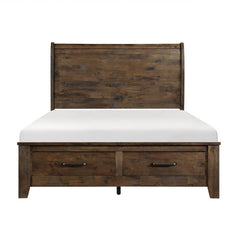 Jerrick Burnished Brown Eastern King Sleigh Platform Bed - Ornate Home