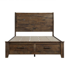 Jerrick Burnished Brown Eastern King Sleigh Platform Bed - Ornate Home