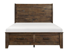 Jerrick Burnished Brown Queen Sleigh Platform Bed - Ornate Home