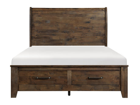 Jerrick Burnished Brown Queen Sleigh Platform Bed - Ornate Home