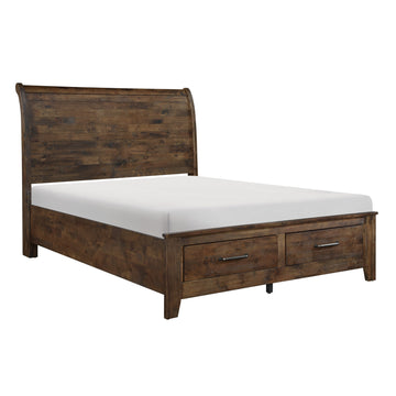 Jerrick Burnished Brown Queen Sleigh Platform Bed - Ornate Home