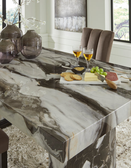 Jeshina Dark Brown/Beige Dining Table - Ornate Home