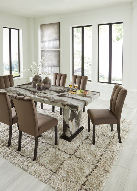 Jeshina Dark Brown/Beige Dining Table - Ornate Home