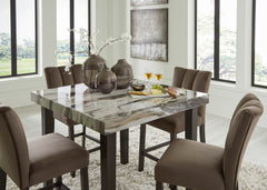 Jeshina Dark Brown/Beige/Mocha Counter Height Dining Table and 4 Barstools - Ornate Home