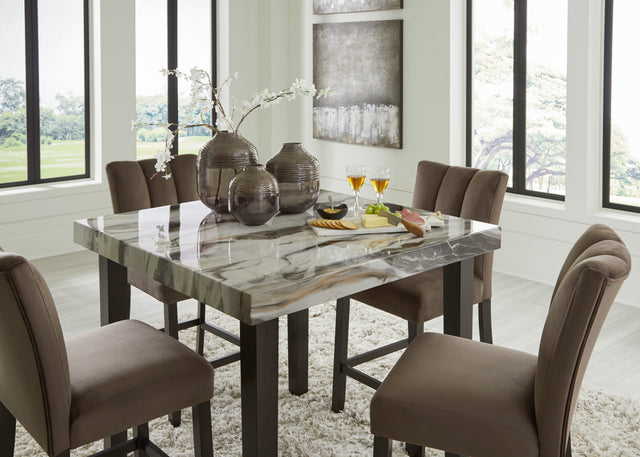 Jeshina Dark Brown/Beige/Mocha Counter Height Dining Table and 4 Barstools - Ornate Home