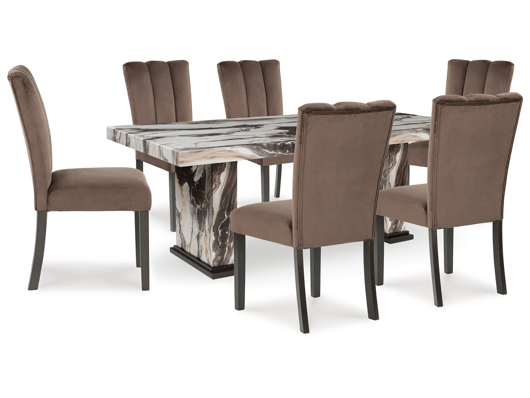 Jeshina Dark Brown/Beige/Mocha Dining Table and 6 Chairs - Ornate Home