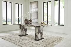 Jeshina Mocha/Dark Brown/Beige Dining Table and 4 Chairs - Ornate Home