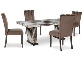 Jeshina Mocha/Dark Brown/Beige Dining Table and 4 Chairs (Online Special Price) - Ornate Home
