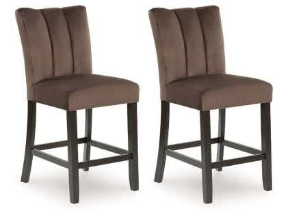 Jeshina Mocha Upholstered Barstool (Set of 2) - Ornate Home