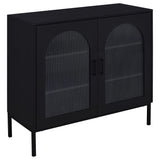 Jess Black 2-door Arched Fluted Glass Accent Cabinet - Ornate Home