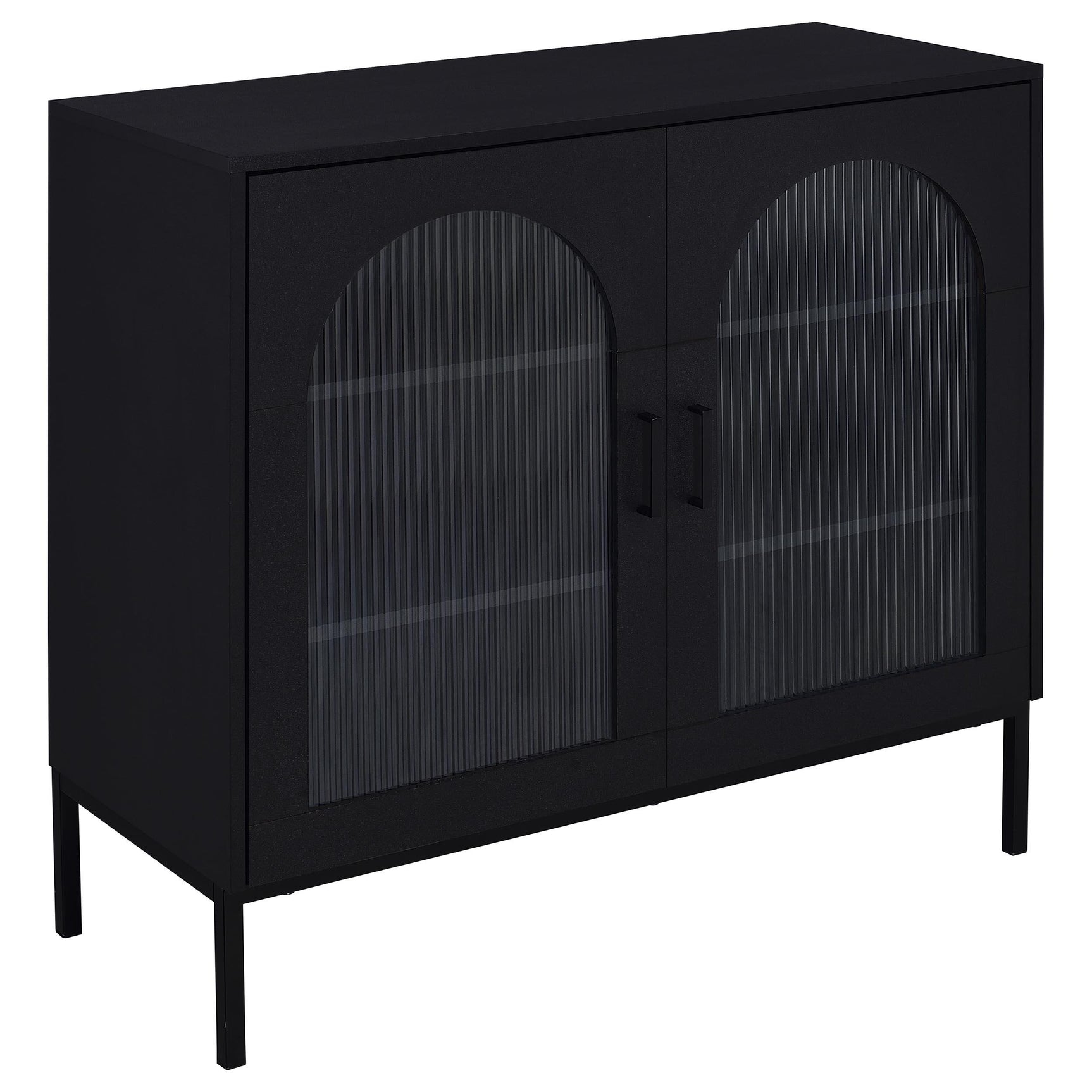 Jess Black 2-door Arched Fluted Glass Accent Cabinet - Ornate Home