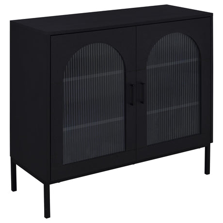 Jess Black 2-door Arched Fluted Glass Accent Cabinet - Ornate Home