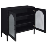 Jess Black 2-door Arched Fluted Glass Accent Cabinet - Ornate Home