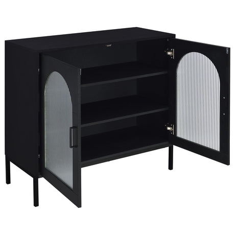 Jess Black 2-door Arched Fluted Glass Accent Cabinet - Ornate Home