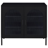 Jess Black 2-door Arched Fluted Glass Accent Cabinet - Ornate Home