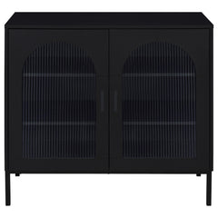 Jess Black 2-door Arched Fluted Glass Accent Cabinet - Ornate Home
