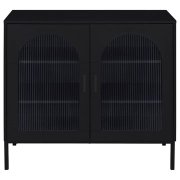 Jess Black 2-door Arched Fluted Glass Accent Cabinet - Ornate Home