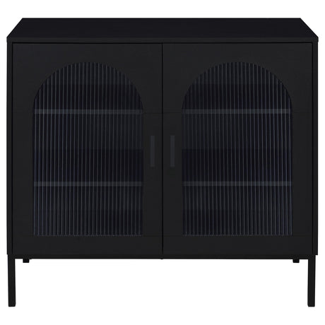 Jess Black 2-door Arched Fluted Glass Accent Cabinet - Ornate Home