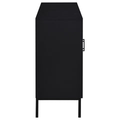 Jess Black 2-door Arched Fluted Glass Accent Cabinet - Ornate Home