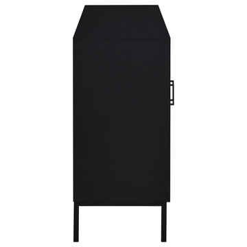 Jess Black 2-door Arched Fluted Glass Accent Cabinet - Ornate Home