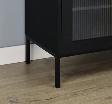 Jess Black 2-door Arched Fluted Glass Accent Cabinet - Ornate Home