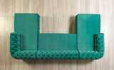 Jess Green Velvet Double Chaise "U" Shape Sectional Sofa - Ornate Home