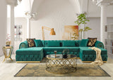 Jess Green Velvet Double Chaise "U" Shape Sectional Sofa - Ornate Home