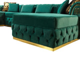 Jess Green Velvet Double Chaise "U" Shape Sectional Sofa - Ornate Home