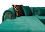 Jess Green Velvet Double Chaise "U" Shape Sectional Sofa - Ornate Home