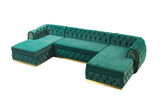 Jess Green Velvet Double Chaise "U" Shape Sectional Sofa - Ornate Home