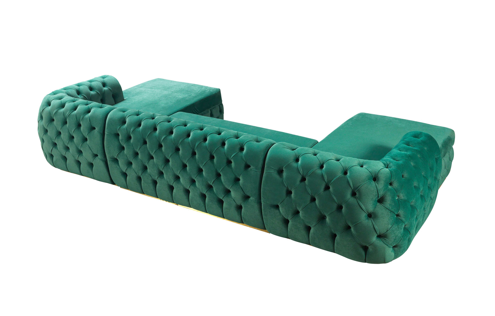 Jess Green Velvet Double Chaise "U" Shape Sectional Sofa - Ornate Home