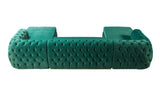 Jess Green Velvet Double Chaise "U" Shape Sectional Sofa - Ornate Home