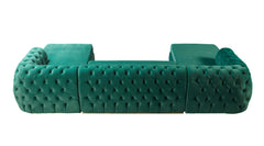 Jess Green Velvet Double Chaise "U" Shape Sectional Sofa - Ornate Home
