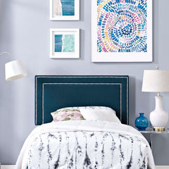Jessamine Azure Upholstered Fabric Twin Headboard - Ornate Home