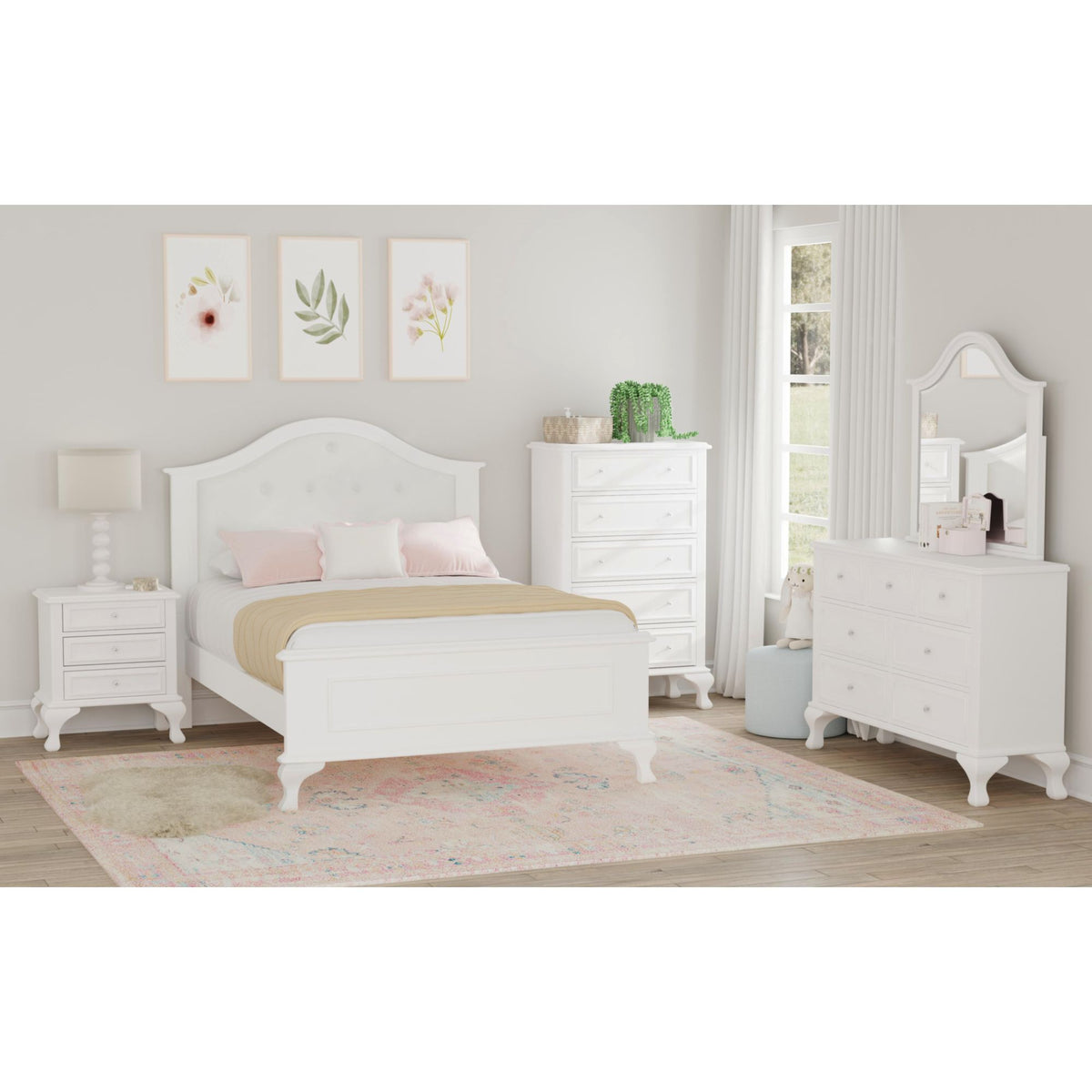 Jesse White Full Panel Bed - Ornate Home