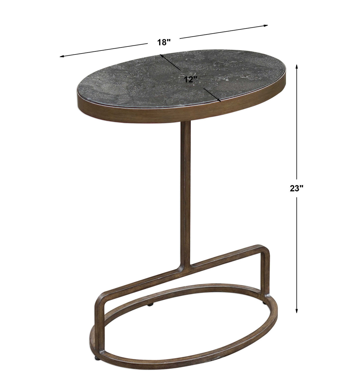 Jessenia Gold/Gray Stone Accent Table - Ornate Home