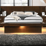 Jessica Cappuccino Queen Platform Bed w/ Rail Seating - Ornate Home