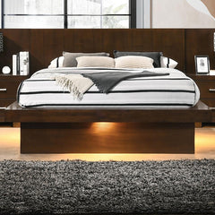Jessica Cappuccino Queen Platform Bed w/ Rail Seating - Ornate Home