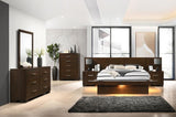 Jessica Cappuccino Queen Platform Bed w/ Rail Seating - Ornate Home