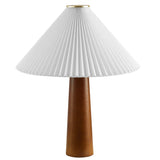 Jessica Walnut Wooden Base Table Lamp With Pleated Fabric Shade - Ornate Home
