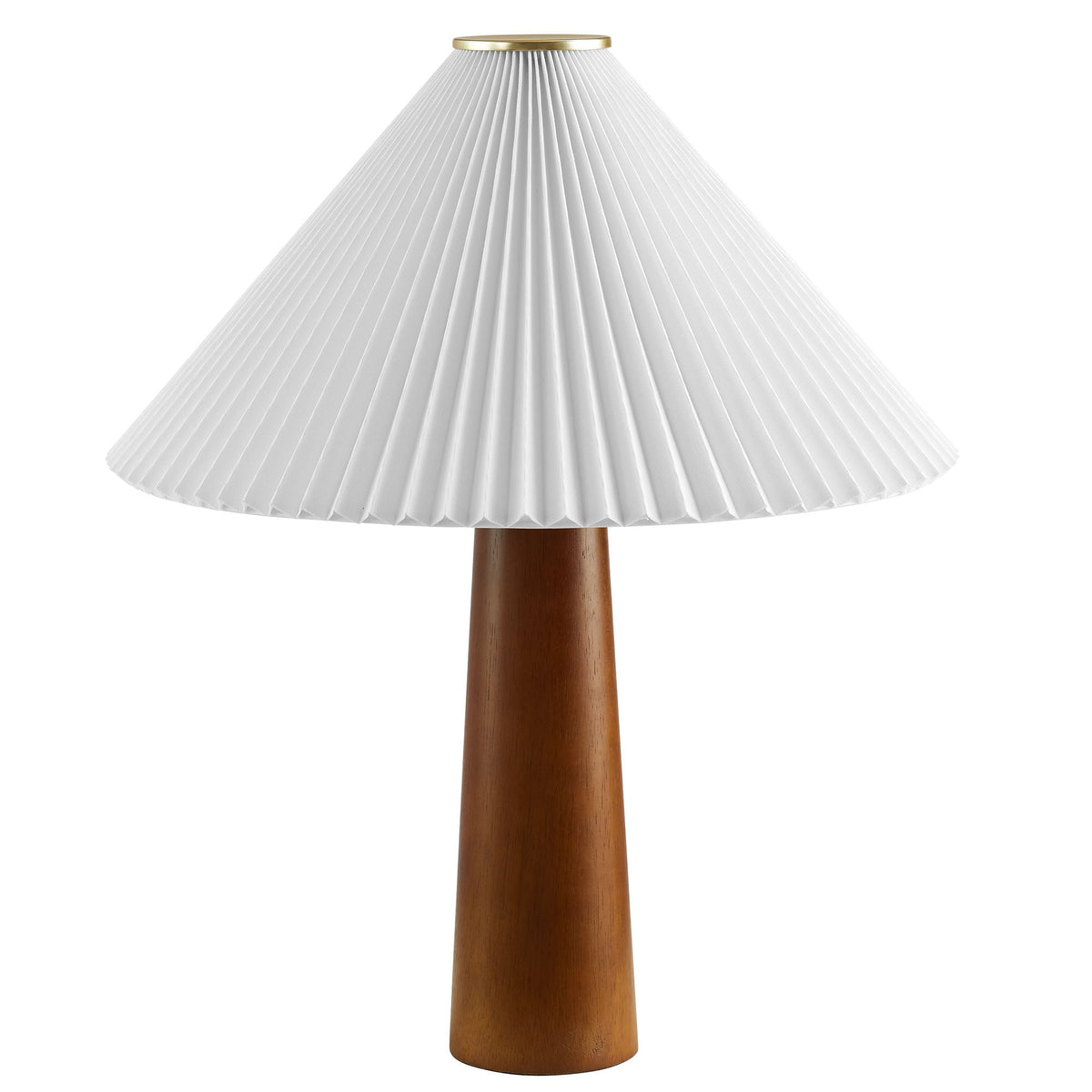 Jessica Walnut Wooden Base Table Lamp With Pleated Fabric Shade - Ornate Home