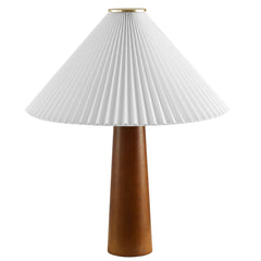 Jessica Walnut Wooden Base Table Lamp With Pleated Fabric Shade - Ornate Home
